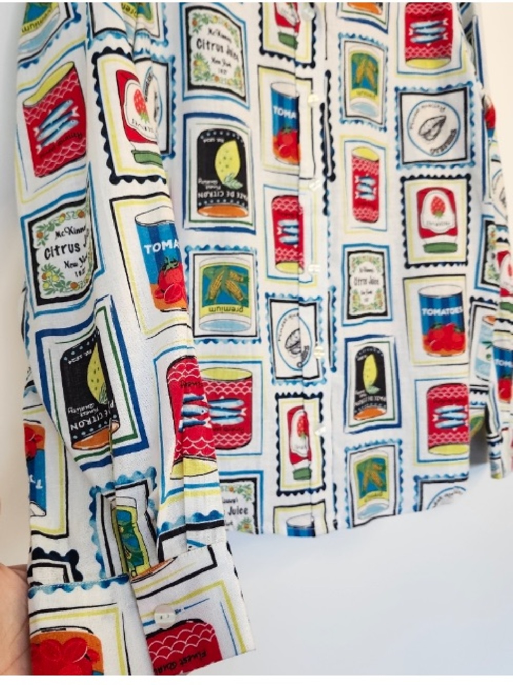 Jane and Delancey White Button-Down with Multicolor Graphic Print - Picture 3 of 9